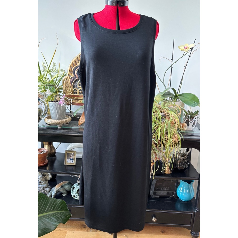 GAIAM sleeveless dress women XL black scoop neck a-line athleisure stretch